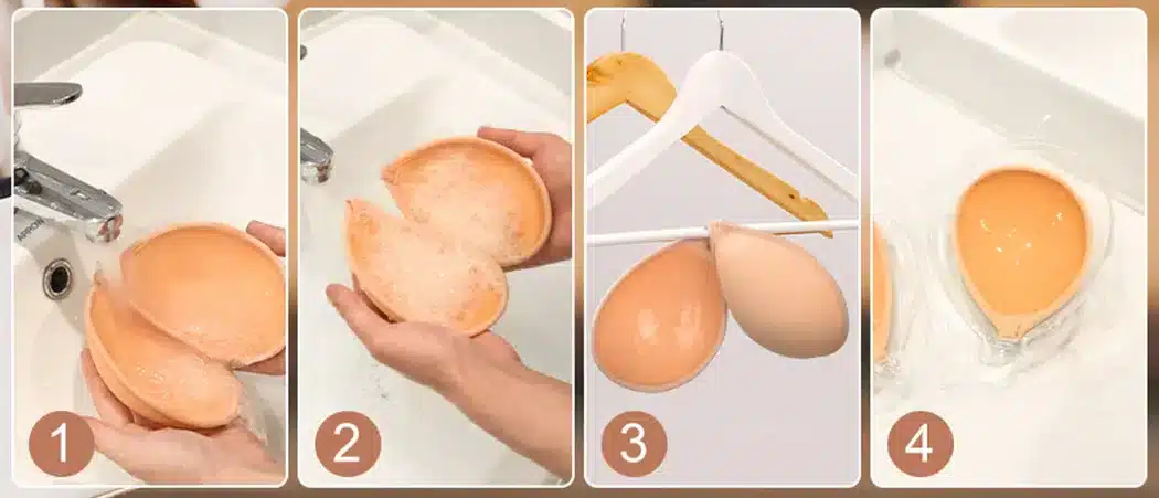 Cleaning adhesive bras